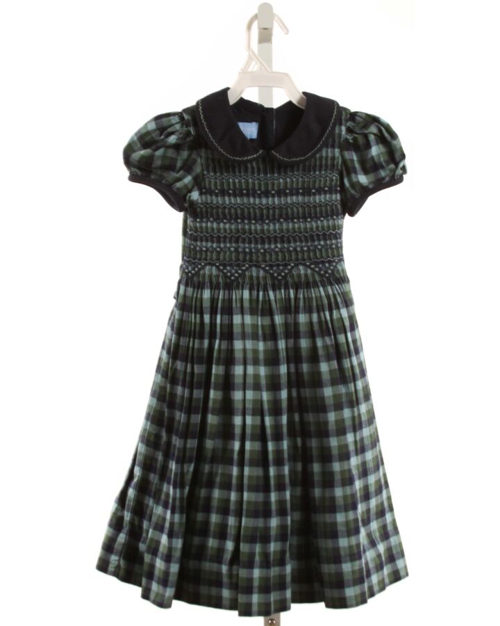 ANAVINI  NAVY  GINGHAM SMOCKED DRESS