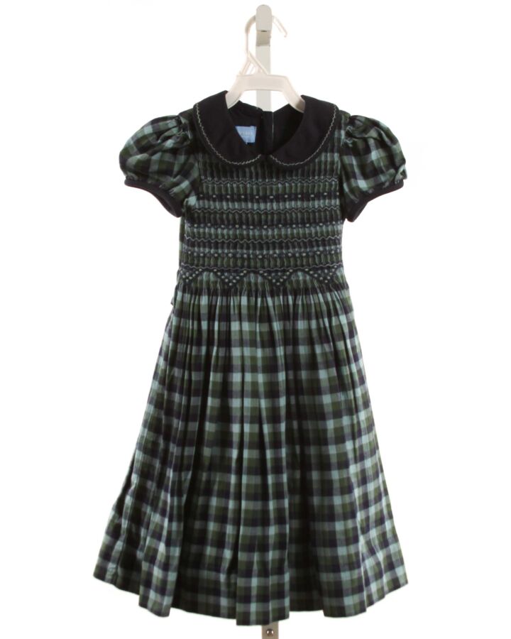 ANAVINI  NAVY  GINGHAM SMOCKED DRESS