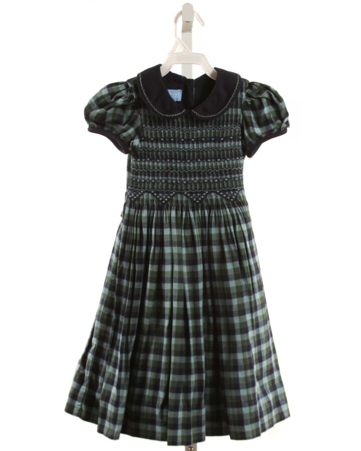 ANAVINI  NAVY  GINGHAM SMOCKED DRESS