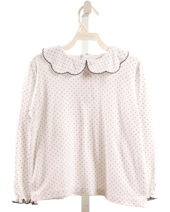 THE BEAUFORT BONNET COMPANY  NAVY  POLKA DOT  KNIT LS SHIRT WITH PICOT STITCHING