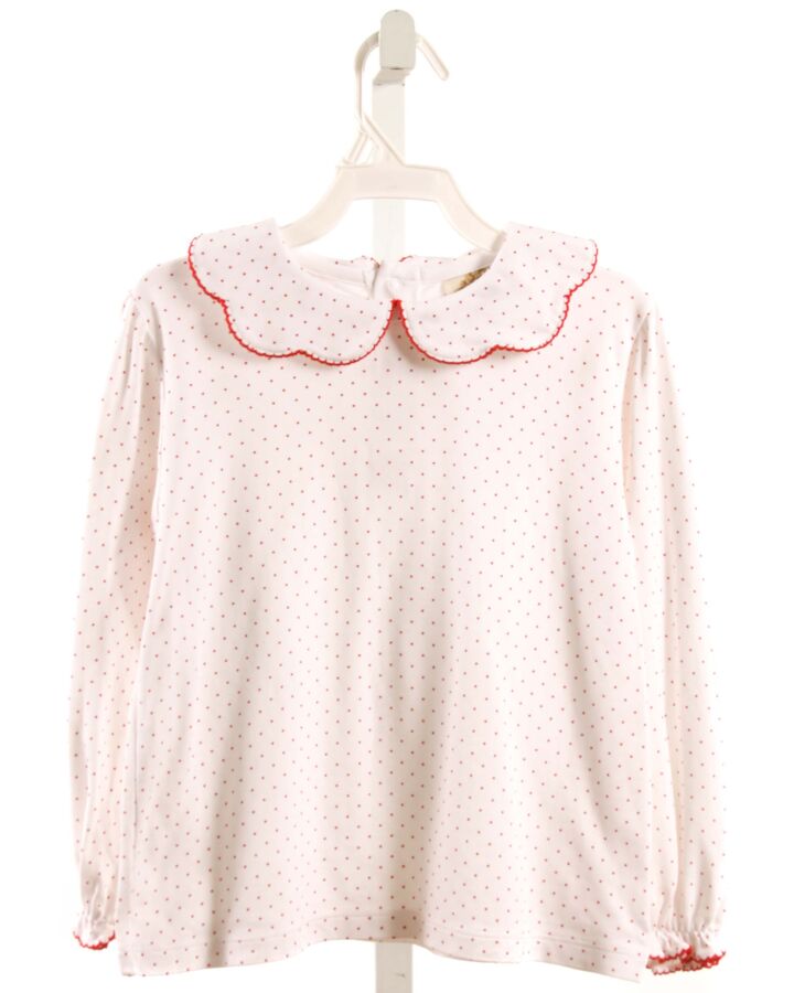 THE BEAUFORT BONNET COMPANY  RED  POLKA DOT  KNIT LS SHIRT WITH PICOT STITCHING