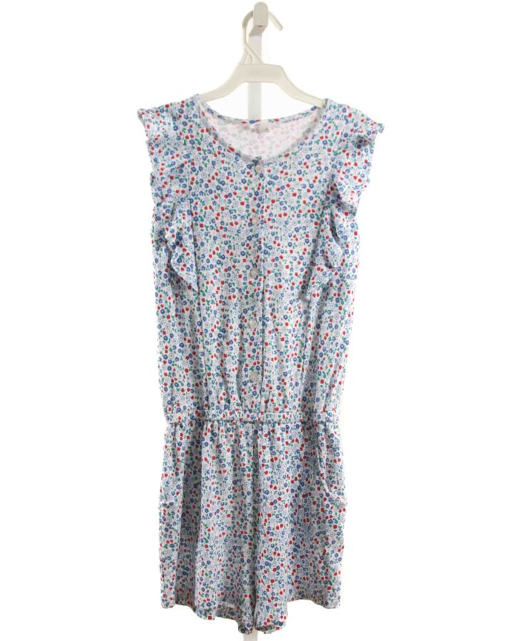 EYELET & IVY  BLUE KNIT FLORAL  KNIT ROMPER WITH RUFFLE