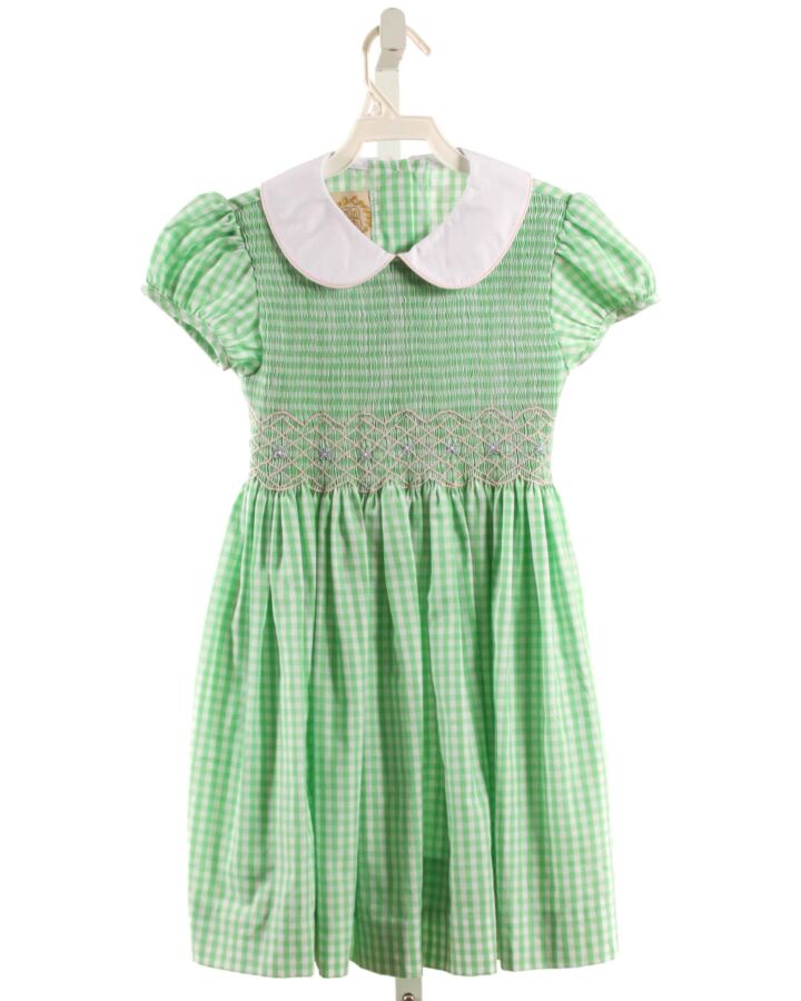 THE BEAUFORT BONNET COMPANY  LT GREEN  GINGHAM SMOCKED DRESS