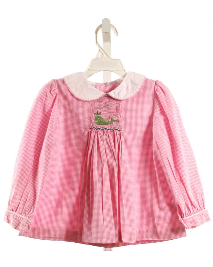 LITTLE ENGLISH  PINK  GINGHAM SMOCKED SHIRT-LS