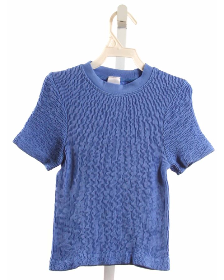 SUZETTE COLLECTION  BLUE   SMOCKED KNIT SS SHIRT