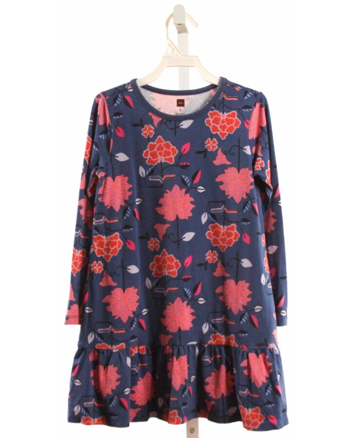 TEA  BLUE  FLORAL  KNIT DRESS