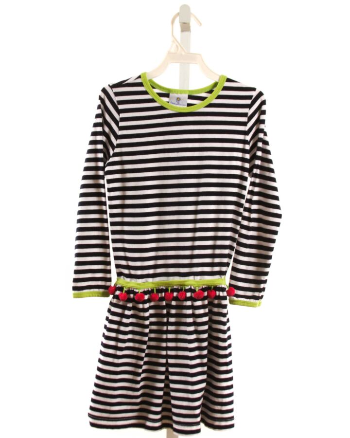 FLORENCE EISEMAN  NAVY  STRIPED  KNIT DRESS