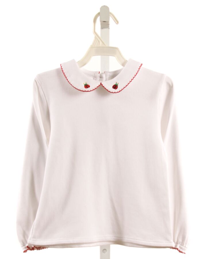 FLORENCE EISEMAN  WHITE    KNIT LS SHIRT WITH PICOT STITCHING