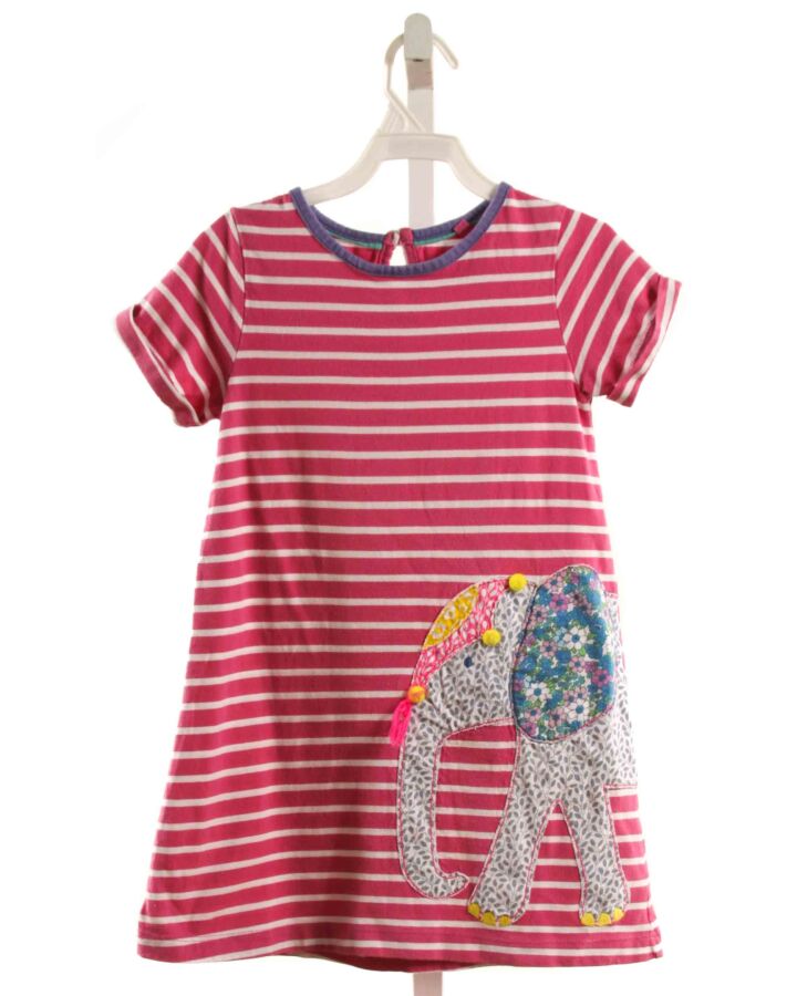 MINI BODEN  HOT PINK  STRIPED APPLIQUED KNIT DRESS