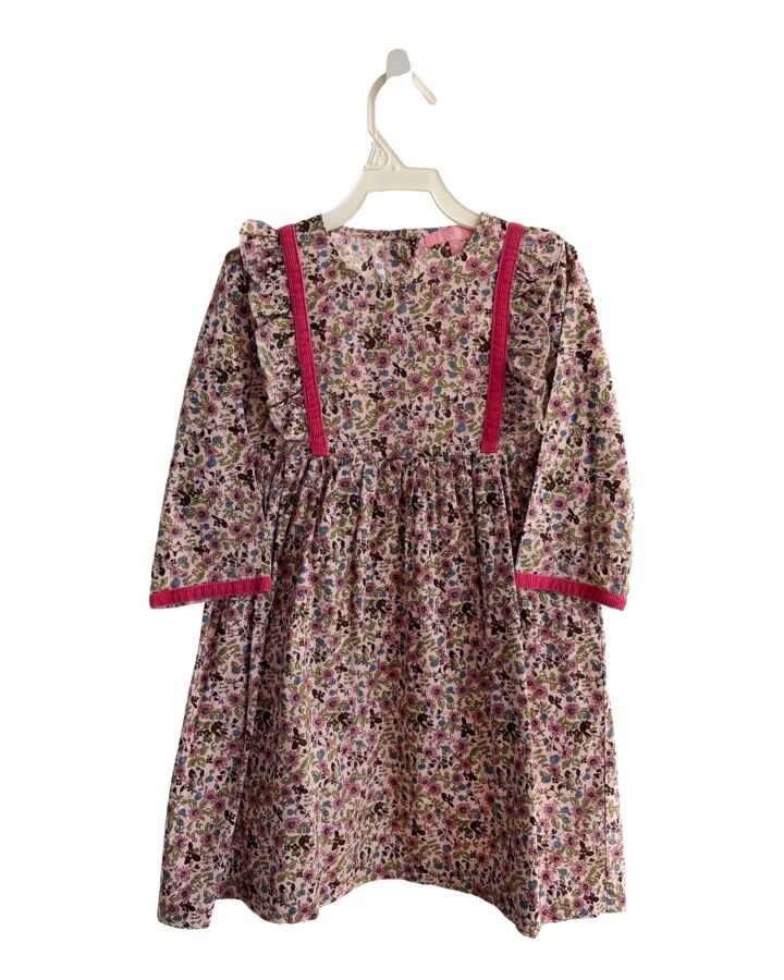 BISBY BY LITTLE ENGLISH  PINK  FLORAL  DRESS WITH RUFFLE