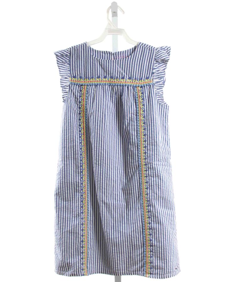 VINEYARD VINES  BLUE SEERSUCKER STRIPED EMBROIDERED DRESS