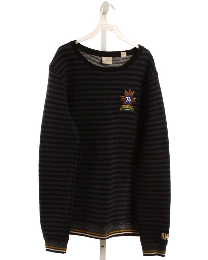 SCOTCH & SODA  BLACK  STRIPED APPLIQUED PULLOVER