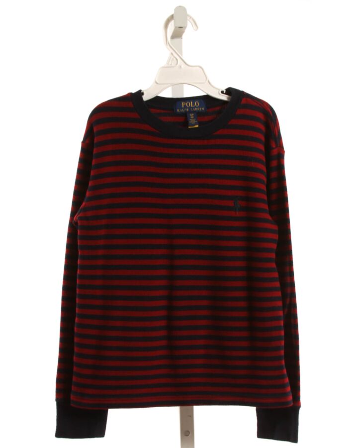 POLO BY RALPH LAUREN  RED  STRIPED  KNIT LS SHIRT