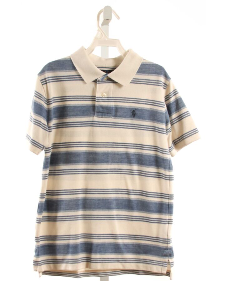 POLO BY RALPH LAUREN  LT BLUE PIQUE STRIPED  KNIT SS SHIRT