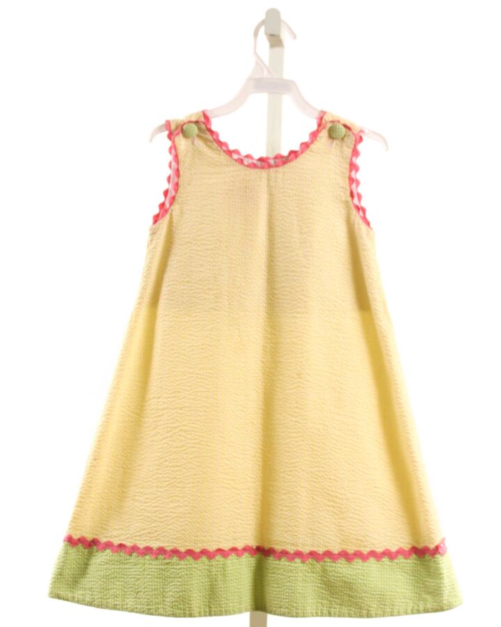CLAIRE AND CHARLIE  YELLOW SEERSUCKER STRIPED  DRESS WITH RIC RAC