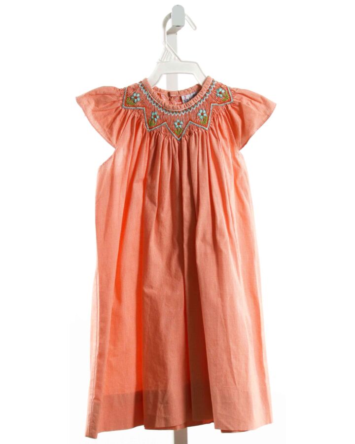 ORIENT EXPRESSED  ORANGE  MICROCHECK SMOCKED DRESS