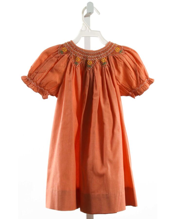 ORIENT EXPRESSED  ORANGE  STRIPED SMOCKED DRESS