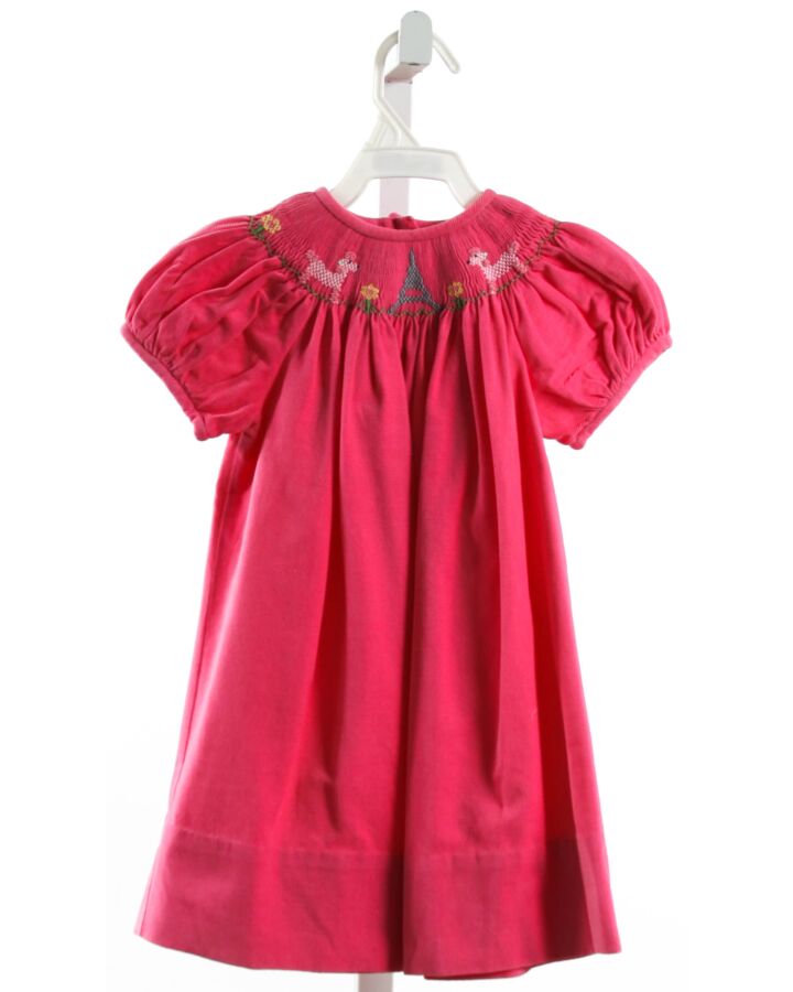 VIVE LA FETE  HOT PINK CORDUROY  SMOCKED DRESS