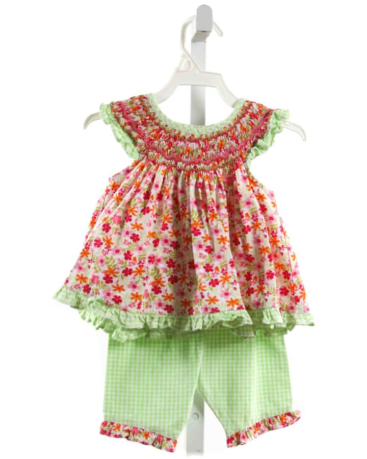 BONNIE BABY  MULTI-COLOR  FLORAL SMOCKED 2-PIECE OUTFIT