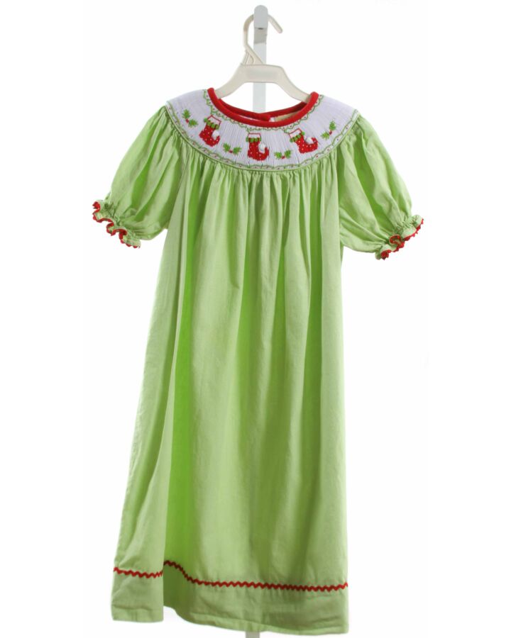 LE ZA ME  LIME GREEN   SMOCKED DRESS