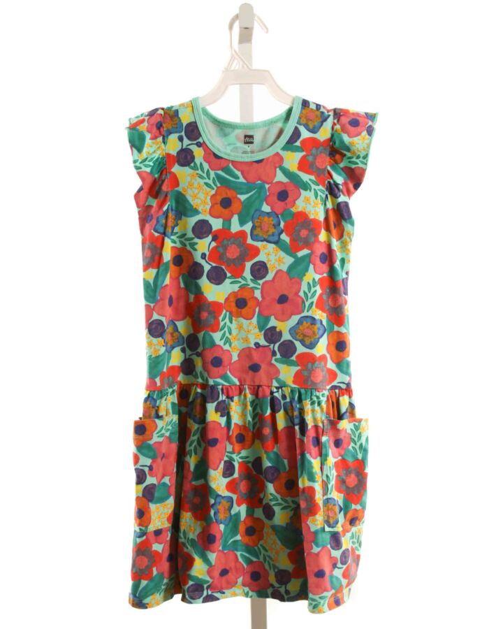 TEA  RED  FLORAL  KNIT DRESS