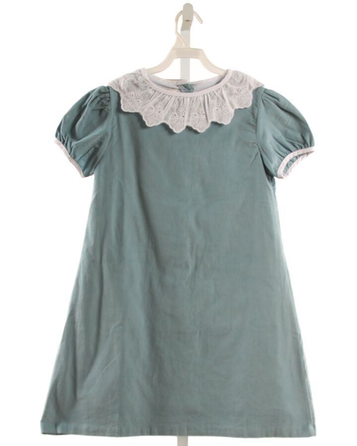 THE OAKS APPAREL   BLUE CORDUROY   DRESS WITH EYELET TRIM