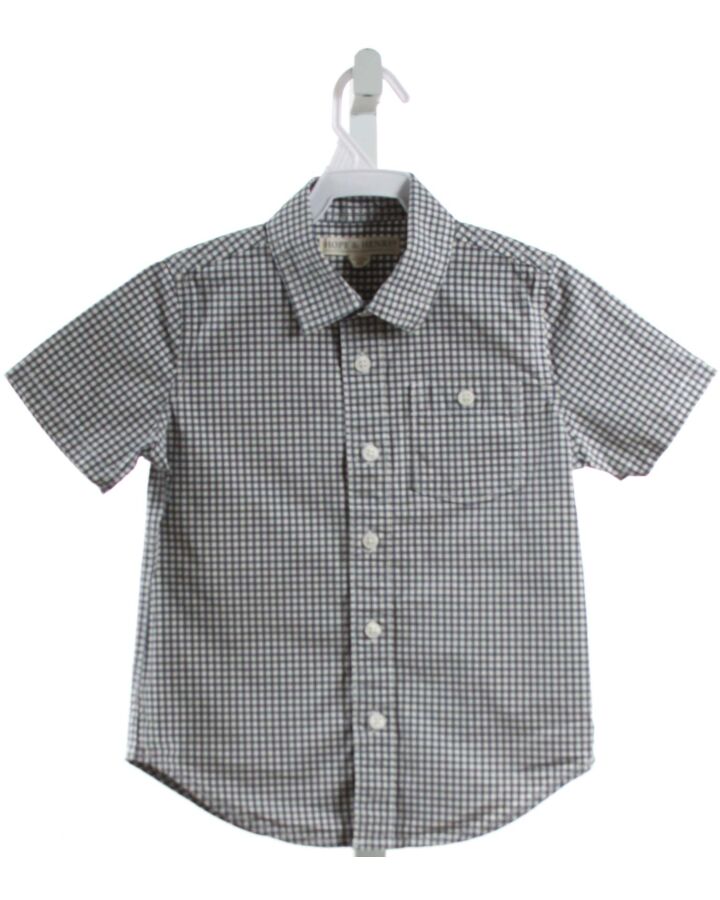 HOPE & HENRY  NAVY  WINDOWPANE  CLOTH SS SHIRT