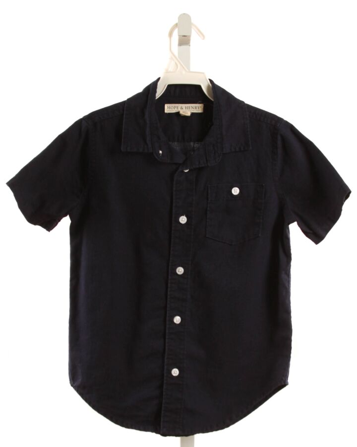 HOPE & HENRY  NAVY LINEN   DRESS SHIRT