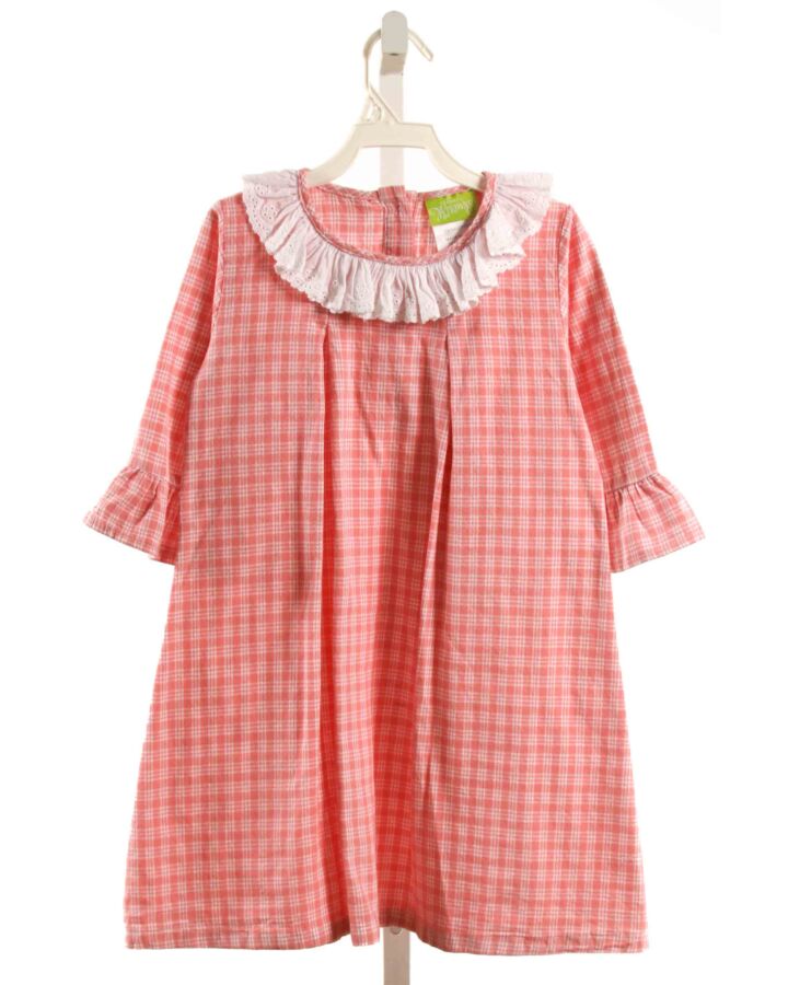 CLASSIC WHIMSY  PINK  PLAID  DRESS WITH EYELET TRIM