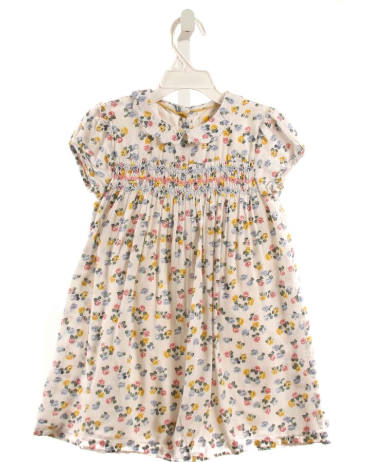 BABY BODEN  WHITE  FLORAL SMOCKED DRESS