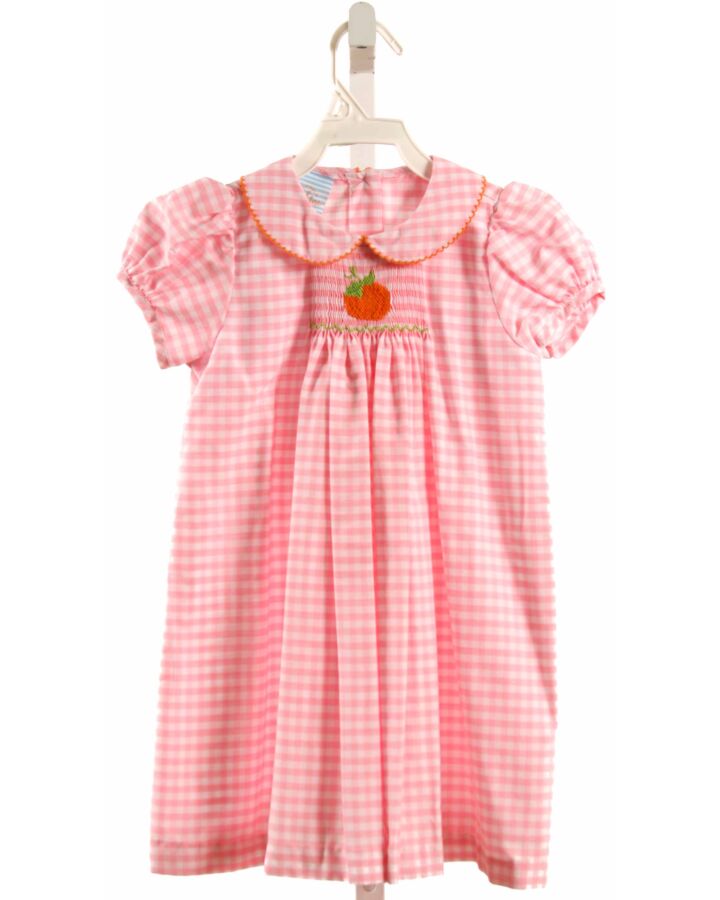 SOUTHERN SUNSHINE KIDS  PINK  GINGHAM SMOCKED DRESS WITH PICOT STITCHING