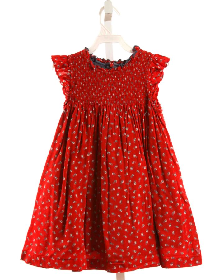 PINK CHICKEN  RED  FLORAL SMOCKED DRESS