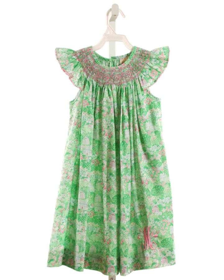 THE BEAUFORT BONNET COMPANY  GREEN  FLORAL SMOCKED DRESS