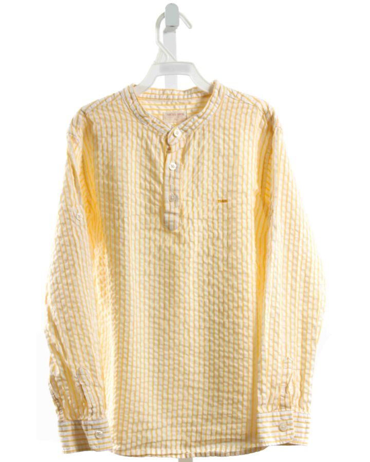 NECK & NECK  YELLOW SEERSUCKER STRIPED  DRESS SHIRT