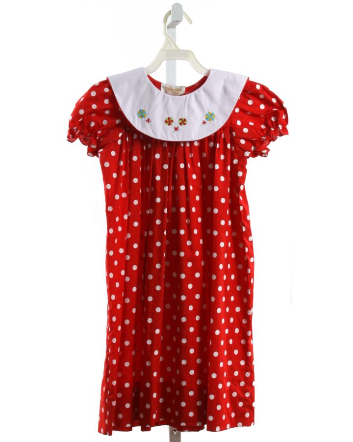 ROSALINA  RED  POLKA DOT EMBROIDERED DRESS