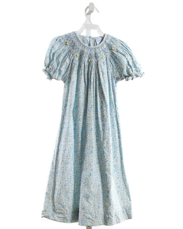 REMEMBER NGUYEN  LT BLUE CORDUROY FLORAL SMOCKED DRESS