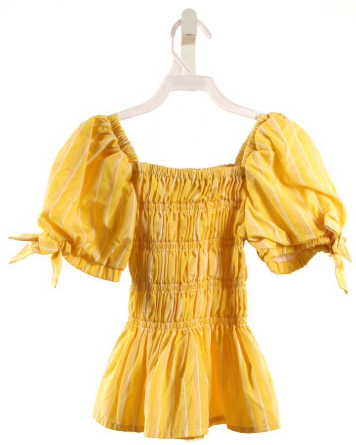 HABITUAL GIRL  YELLOW  STRIPED SMOCKED DRESS SHIRT