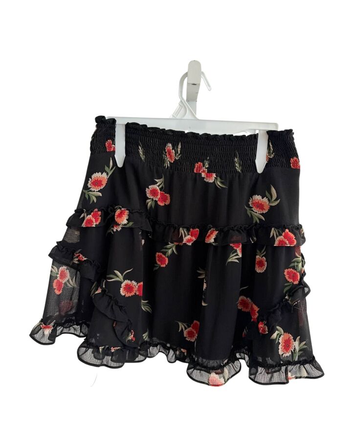 URBAN OUTFITTERS  BLACK  FLORAL  SKIRT WITH RUFFLE
