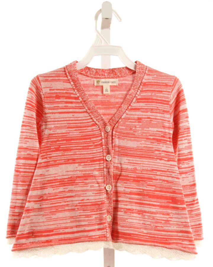 TUCKER & TATE  HOT PINK    CARDIGAN WITH LACE TRIM