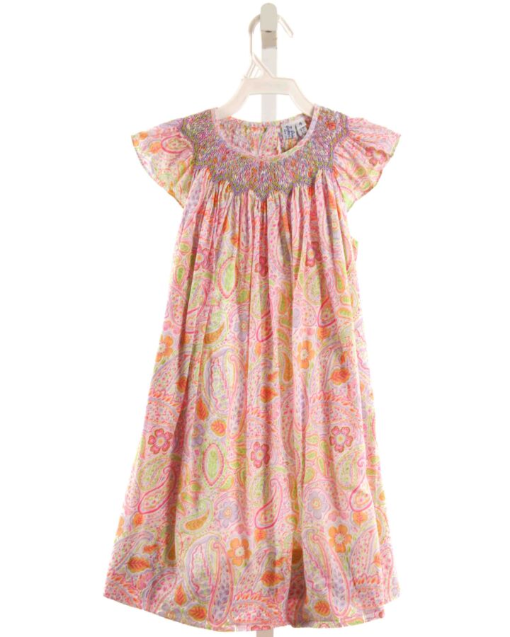 ORIENT EXPRESSED  MULTI-COLOR  PAISLEY SMOCKED DRESS