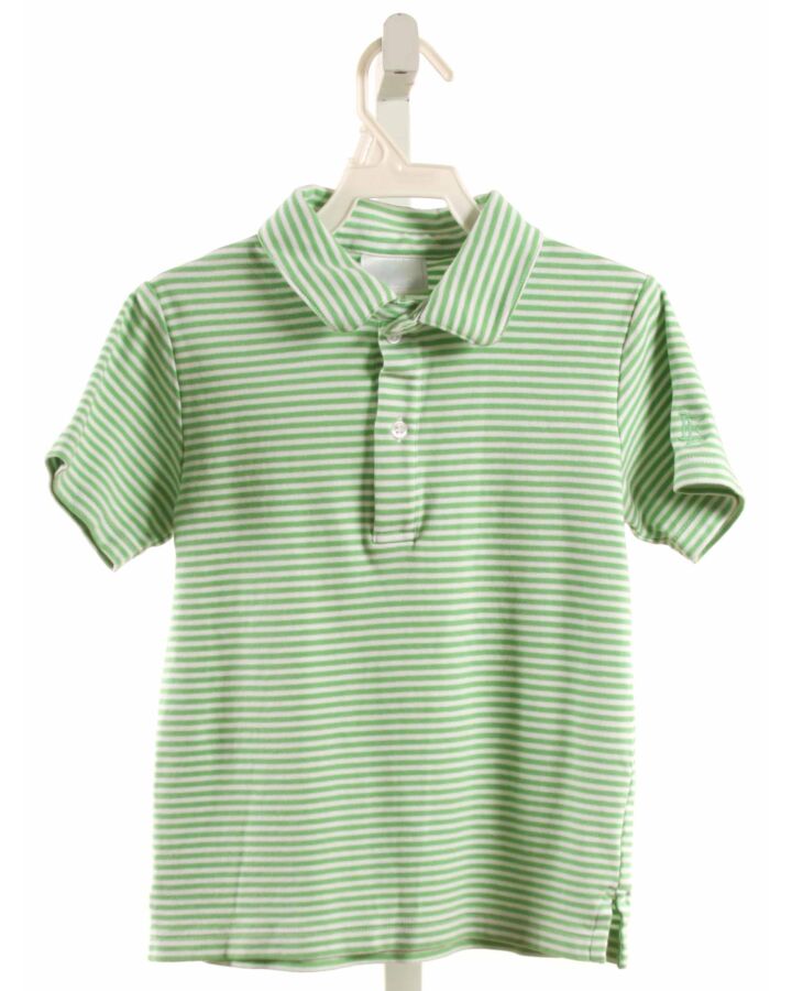 LITTLE ENGLISH  GREEN  STRIPED  KNIT SS SHIRT