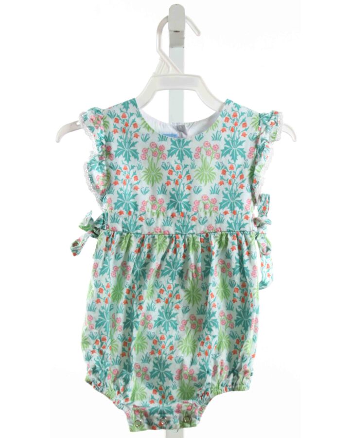 BELLA BLISS  GREEN  FLORAL  BUBBLE WITH EYELET TRIM