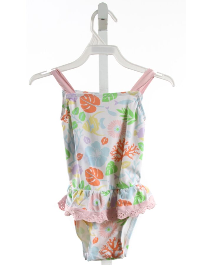 THE BEAUFORT BONNET COMPANY  WHITE  FLORAL  1-PIECE SWIMSUIT WITH EYELET TRIM