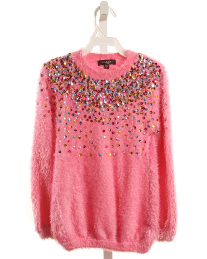 IMOGA  HOT PINK FLEECE   KNIT DRESS WITH SEQUINS