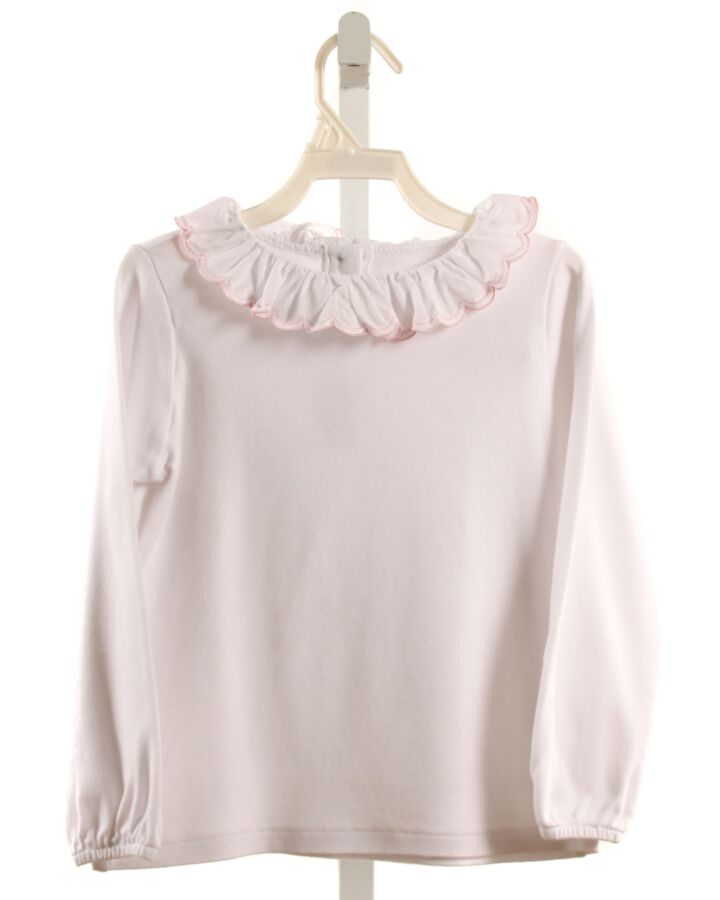 LITTLE ENGLISH  WHITE    KNIT LS SHIRT WITH RUFFLE