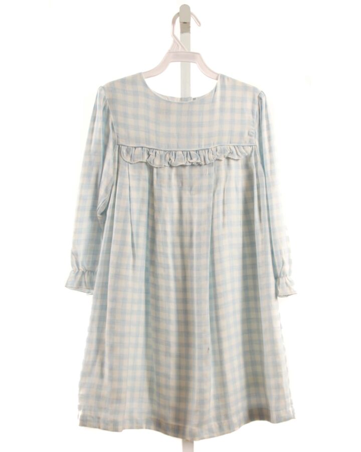 THE OAKS APPAREL   LT BLUE  GINGHAM  DRESS WITH RUFFLE