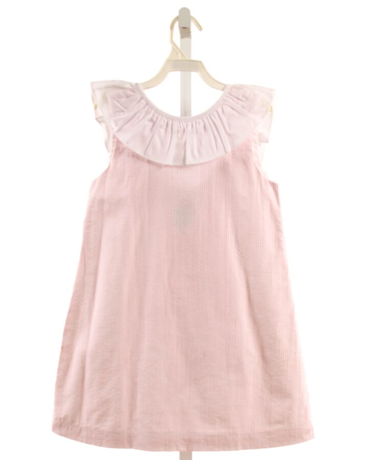 THE OAKS APPAREL   LT PINK SEERSUCKER STRIPED  DRESS WITH RUFFLE