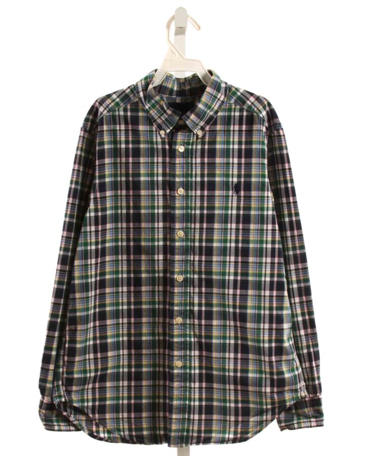 RALPH LAUREN  BLUE  PLAID  DRESS SHIRT