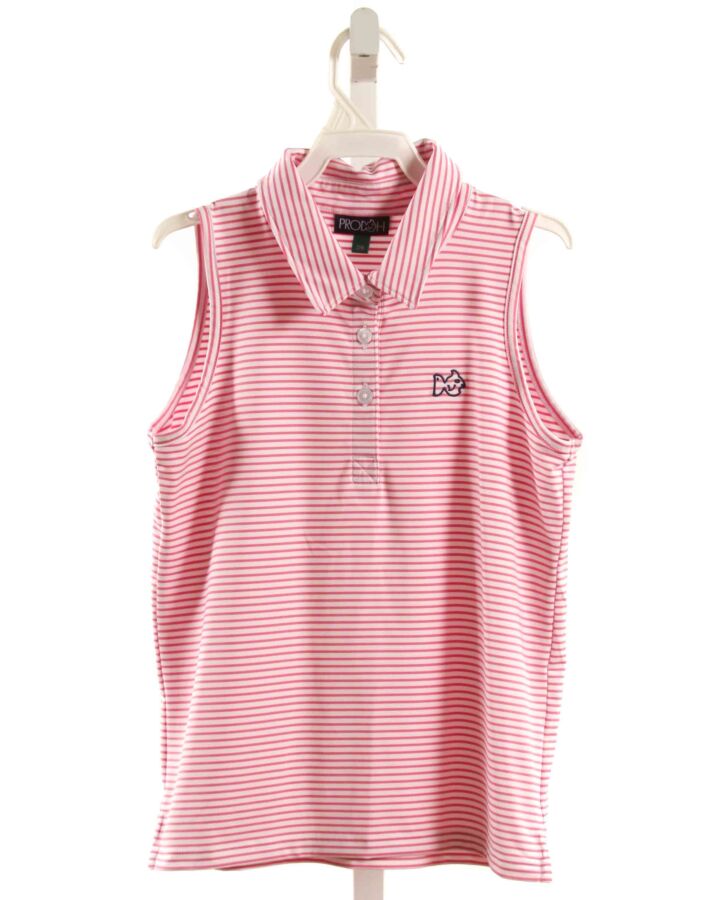 PRODOH  HOT PINK KNIT STRIPED  SLEEVELESS SHIRT