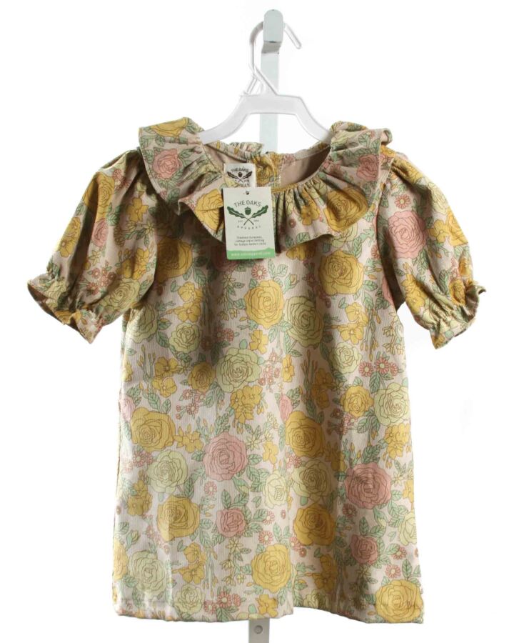 THE OAKS APPAREL   MUSTARD CORDUROY FLORAL  SHIRT-SS WITH RUFFLE